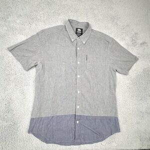 Ecko Unltd Shirt Mens Large‎ Gray Colorblock Button Down Short Sleeve Casual